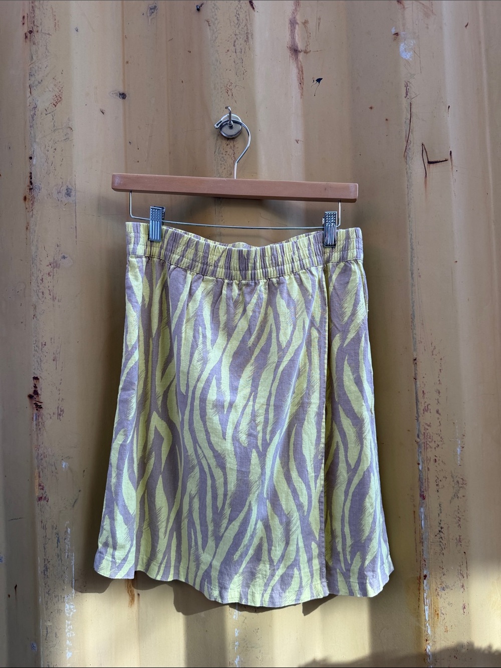 Yellow Zebra-Print A-Line Skirt